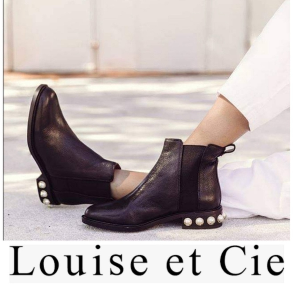 Louise et Cie Black Chelsea Ankle Boots with Pearl Accents